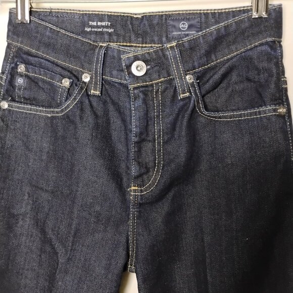 AG Adriano Goldschmied Jeans Dark Wash The Rhett High Waisted Crop Straight 25R - Picture 5 of 13